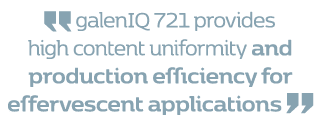  galenIQ 721 provides high content uniformity and production efficiency for effervescent applications 