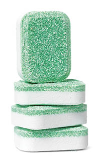 Dishwasher tablets on a white background isolate