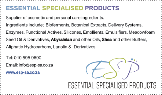 Essential Specialised Products Supplier of cosmetic and personal care ingredients. Ingredients include; Bioferments, ...