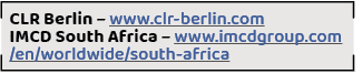 CLR Berlin – www.clr berlin.com IMCD South Africa – www.imcdgroup.com /en/worldwide/south africa