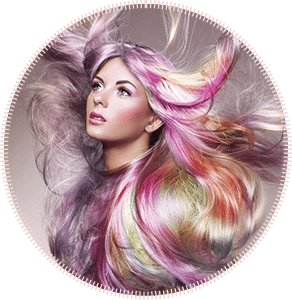 Beauty Fashion Model Girl with Colorful Dyed Hair. Girl with perfect Makeup and Hairstyle. Model with perfect Healthy Dyed Hair. Rainbow Hairstyles