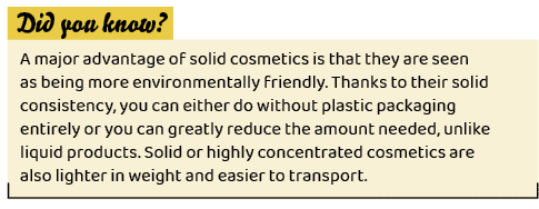 ,A major advantage of solid cosmetics is that they are seen as being more environmentally friendly. Thanks to their s...