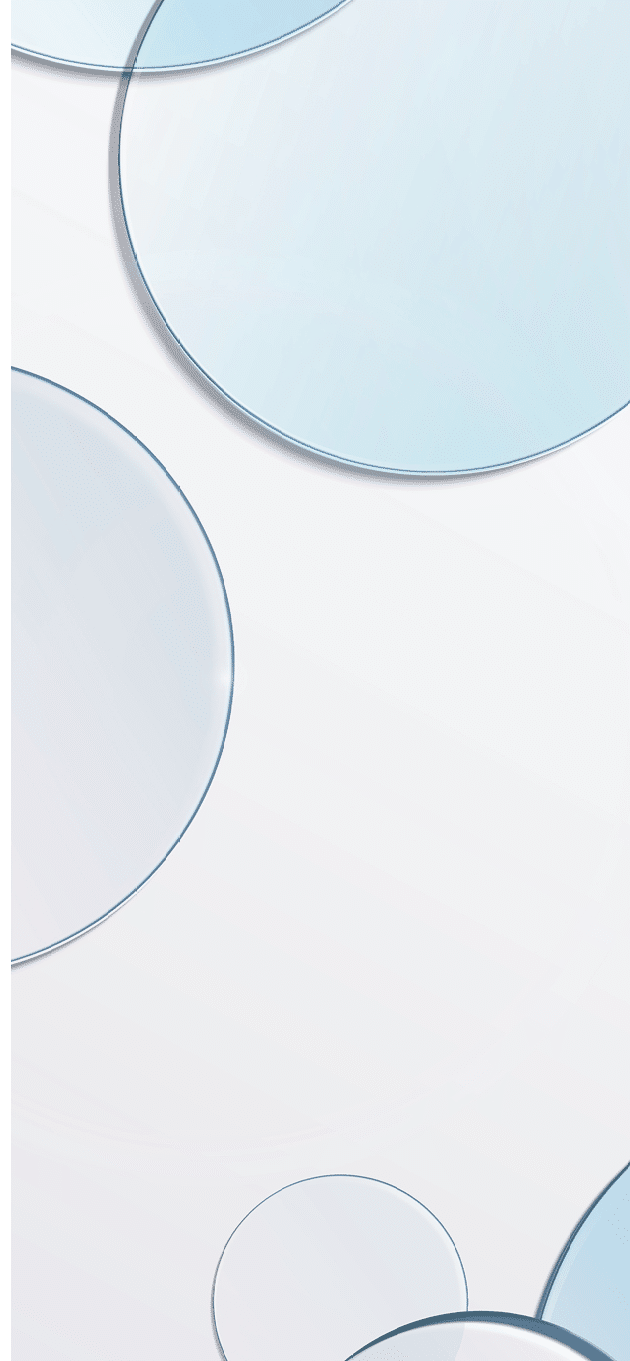 Minimal 3D product display background with blue glass blue transparent disk in top view.