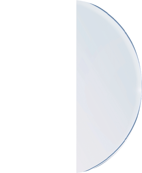 Minimal 3D product display background with blue glass blue transparent disk in top view.