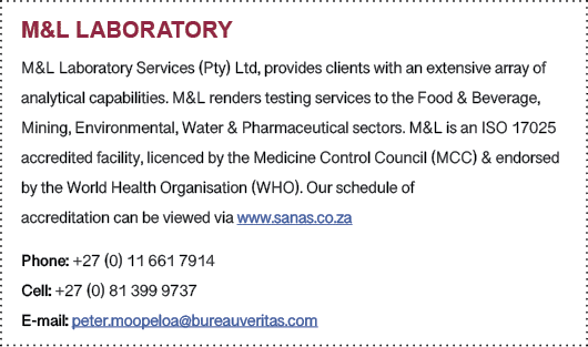 M&L Laboratory M&L Laboratory Services (Pty) Ltd, provides clients with an extensive array of analytical capabilities...