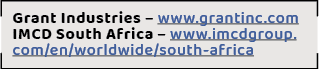 Grant Industries – www.grantinc.com IMCD South Africa – www.imcdgroup.com/en/worldwide/south-africa