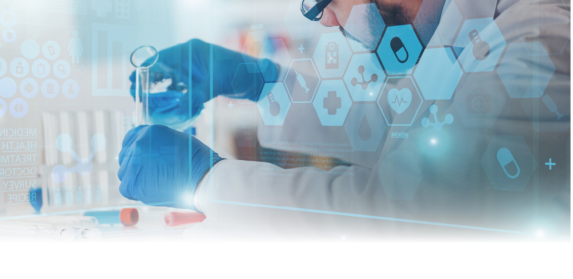 Man researcher carrying out scientific research in a lab