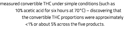 measured convertible THC under simple conditions (such as 10% acetic acid for six hours at 70°C) – discovering that t...