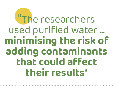 \“The researchers used purified water … minimising the risk of adding contaminants that could affect their results