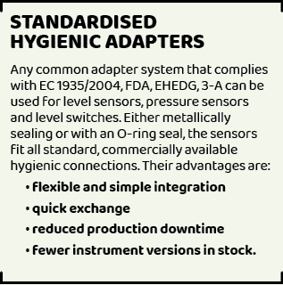 Standardised hygienic adapters,Any common adapter system that complies with EC 1935/2004, FDA, EHEDG, 3-A can be used...
