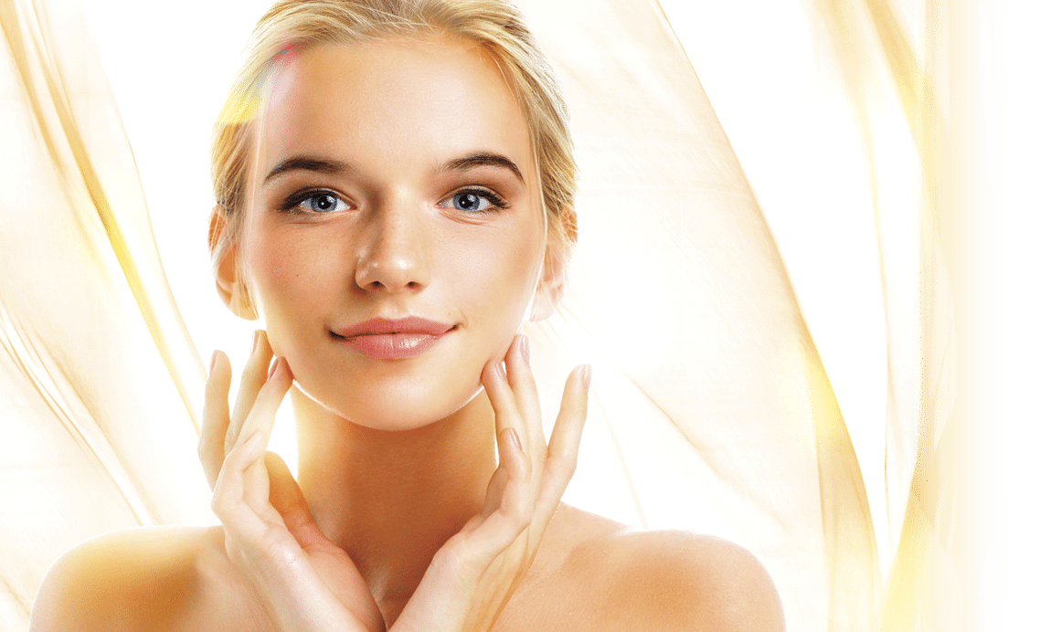 Charming young woman with perfect makeup. Skin care concept