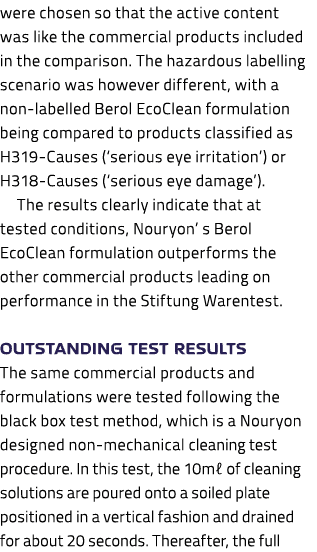 were chosen so that the active content was like the commercial products included in the comparison. The hazardous lab...