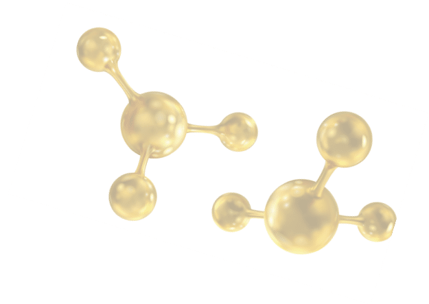 Set of gold molecules. Vector 3d illustration.