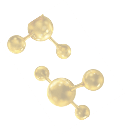 Set of gold molecules. Vector 3d illustration.