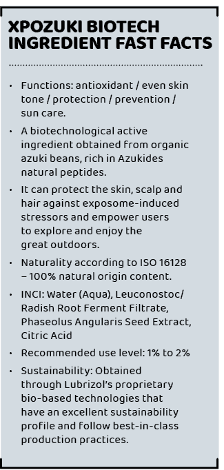 ,Xpozuki biotech ingredient fast facts,• Functions: antioxidant / even skin tone / protection / prevention / sun care...