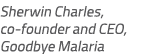 Sherwin Charles, co founder and CEO, Goodbye Malaria
