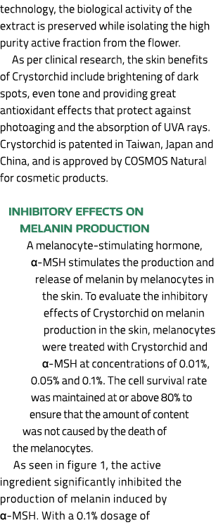 technology, the biological activity of the extract is preserved while isolating the high purity active fraction from ...