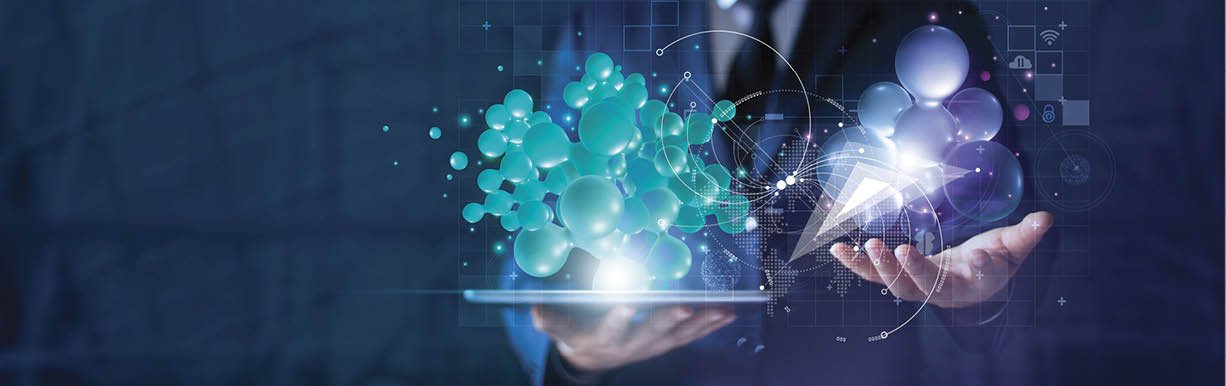 Networking and communication concept, Abstract of 3D network connection in tablet and businessman hands, tablet, innovative and technology, Network and data exchanges on cyberspace. 