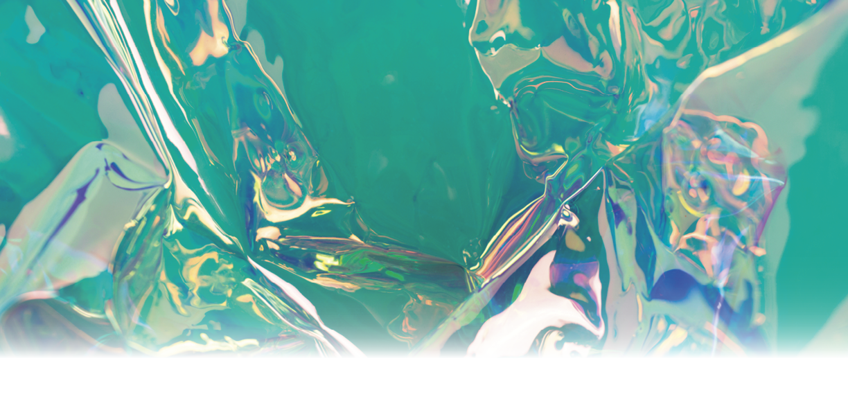 Mint colored iridescent holographic background. Wrinkled foil surface. Defocused abstract backdrop.