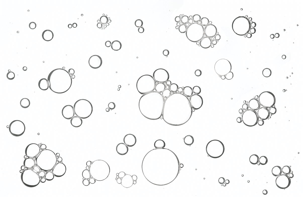 Group of foam bubble from soap or shampoo washing isolated on white background on top view photo object design