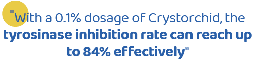 \“With a 0.1% dosage of Crystorchid, the tyrosinase inhibition rate can reach up to 84% effectively