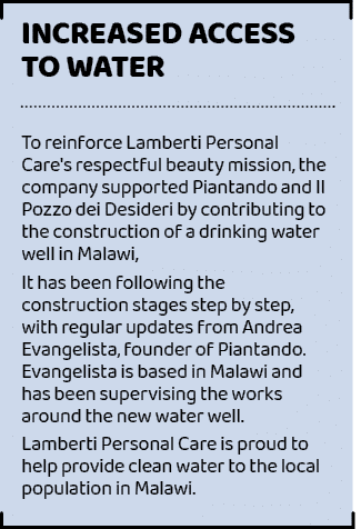 ,Increased access to water ,To reinforce Lamberti Personal Care's respectful beauty mission, the company supported Pi...