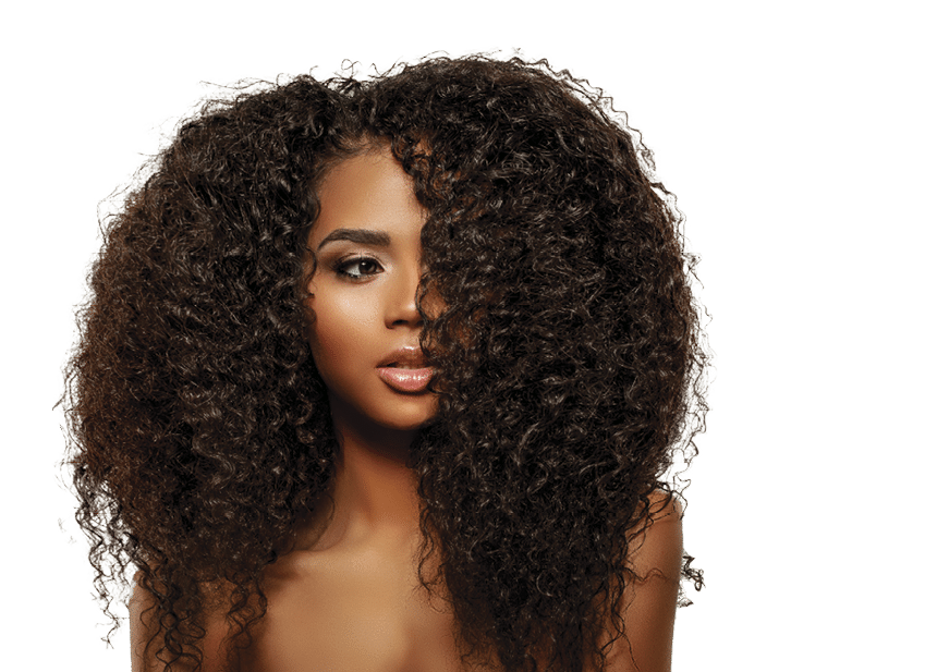 Beauty Fashion model. Black woman face & beautiful voluminous hair. Afro american girl. Beauty skin female face. 