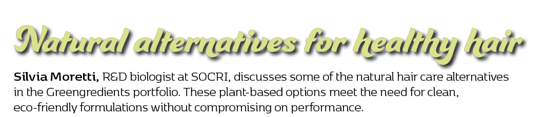 Silvia Moretti, R&D biologist at SOCRI, discusses some of the natural hair care alternatives in the Greengredients po...