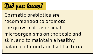 ,Cosmetic prebiotics are recommended to promote the growth of beneficial microorganisms on the scalp and skin, and to...