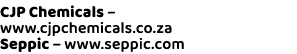 CJP Chemicals – www.cjpchemicals.co.za Seppic – www.seppic.com 