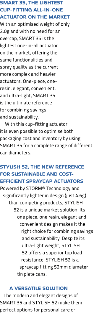 SMART 35, the lightest cup fitting all in one actuator on the market With an optimised weight of only 2.0g and with n...