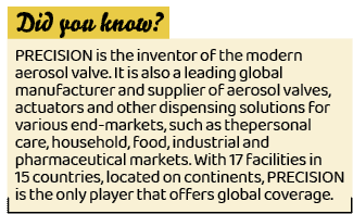 ,PRECISION is the inventor of the modern aerosol valve. It is also a leading global manufacturer and supplier of aero...