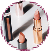 beautiful modern minimal nude lipstick makeup cosmetic white background with shadow