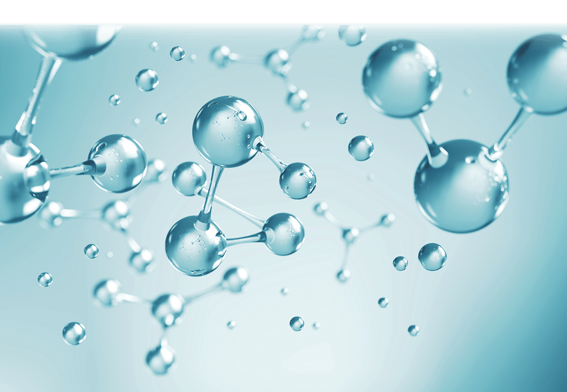 Cosmetic Essence, Liquid bubble, Molecule inside Liquid Bubble on DNA water splash background, 3d rendering