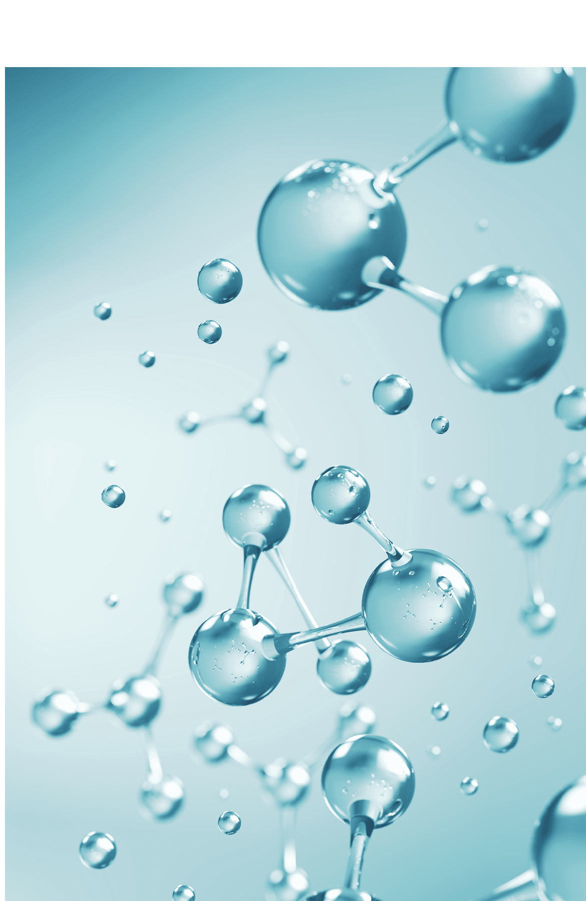 Cosmetic Essence, Liquid bubble, Molecule inside Liquid Bubble on DNA water splash background, 3d rendering
