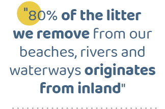 \“80% of the litter we remove from our beaches, rivers and waterways originates from inland