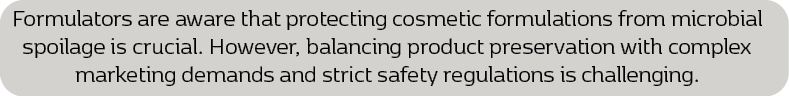 Formulators are aware that protecting cosmetic formulations from microbial spoilage is crucial. However, balancing pr...
