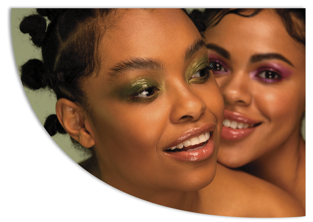 Portrait of a two beautiful young African american women .
